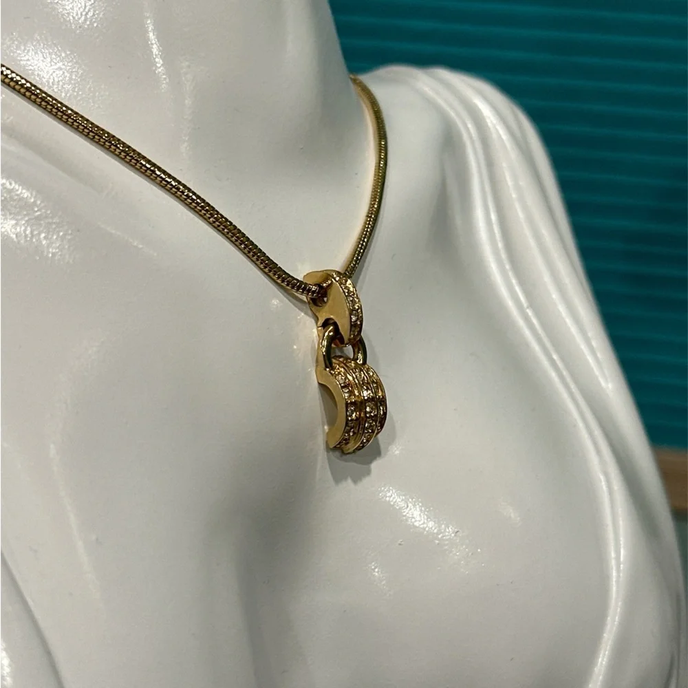 CHRISTIAN DIOR Vintage Crystal Gold plated necklace - Picture 4 of 10
